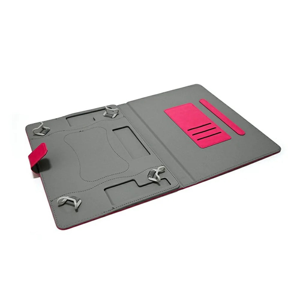 For 9 - 10 Inch Tablets Case with Stand Card Holder Universal Hook Design Leather Cover - Red - 6