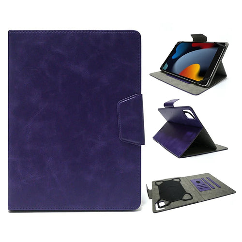 For 9 - 10 Inch Tablets Case with Stand Card Holder Universal Silicone Leather Cover - Purple - 1