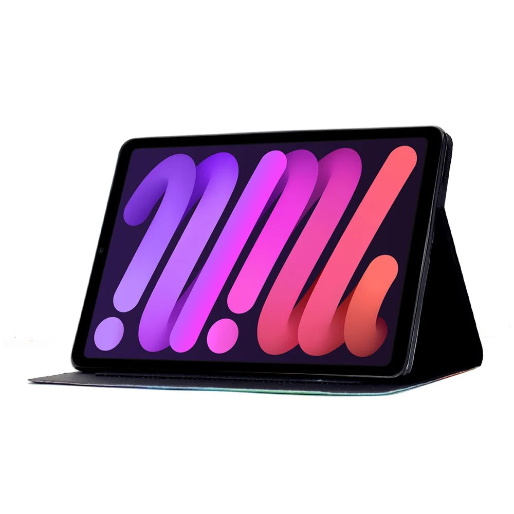 For iPad Mini (2024)  /  (2021) Case Colorful Pattern Painting Card Slots Stand Leather Tablet Cover with Auto Sleep  /  Wake - Blossom - 3