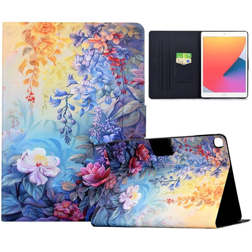 Leather Case for iPad 10.2 (2020) / (2019) / iPad Air 10.5 inch (2019) Pattern Paint Card Slots Stand Tablet Cover Auto Sleep / Wake - Blossom - 1