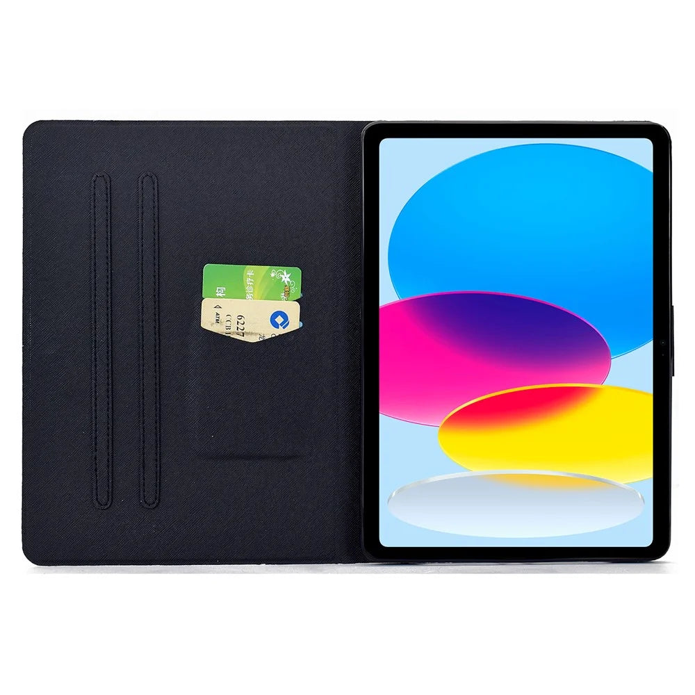 For iPad (2025)  /  10.9 (2022) Case Colorful Pattern Painting Card Slots Stand Leather Tablet Cover with Auto Sleep  /  Wake - Blossom - 2