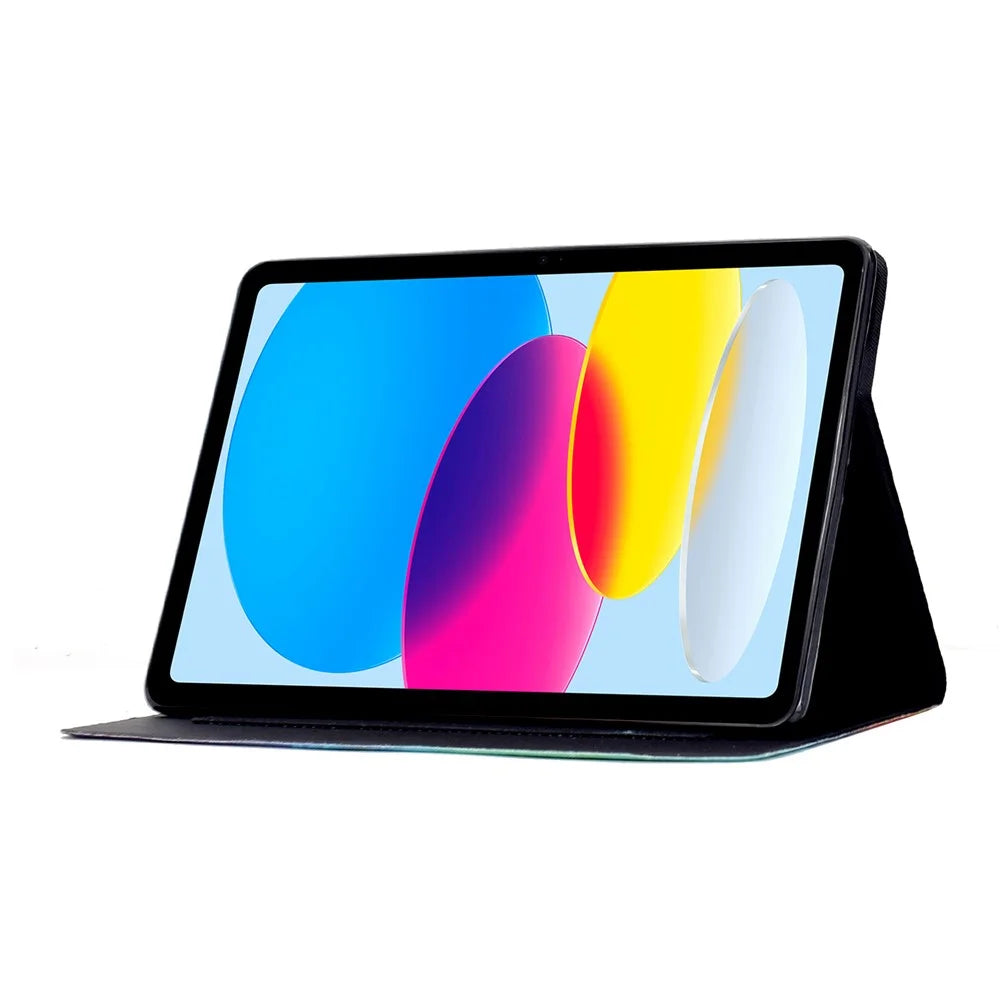 For iPad (2025)  /  10.9 (2022) Case Colorful Pattern Painting Card Slots Stand Leather Tablet Cover with Auto Sleep  /  Wake - Blossom - 3