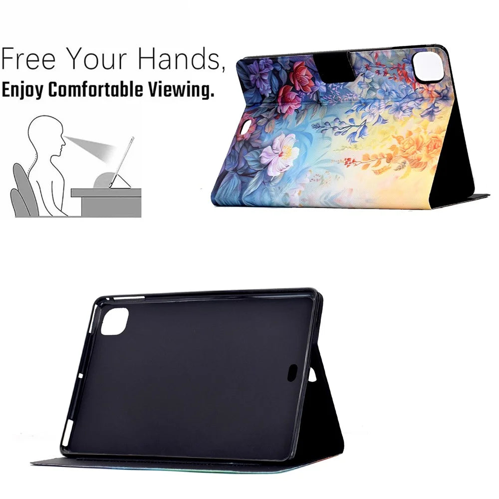 Leather Case for iPad Air 11 (2026) / (2025) / (2024) / Air (2022) / (2020) / Pro 11 (2022) / (2021) / (2020) / (2018) Pattern Paint Cover Auto Sleep / Wake - Blossom - 7