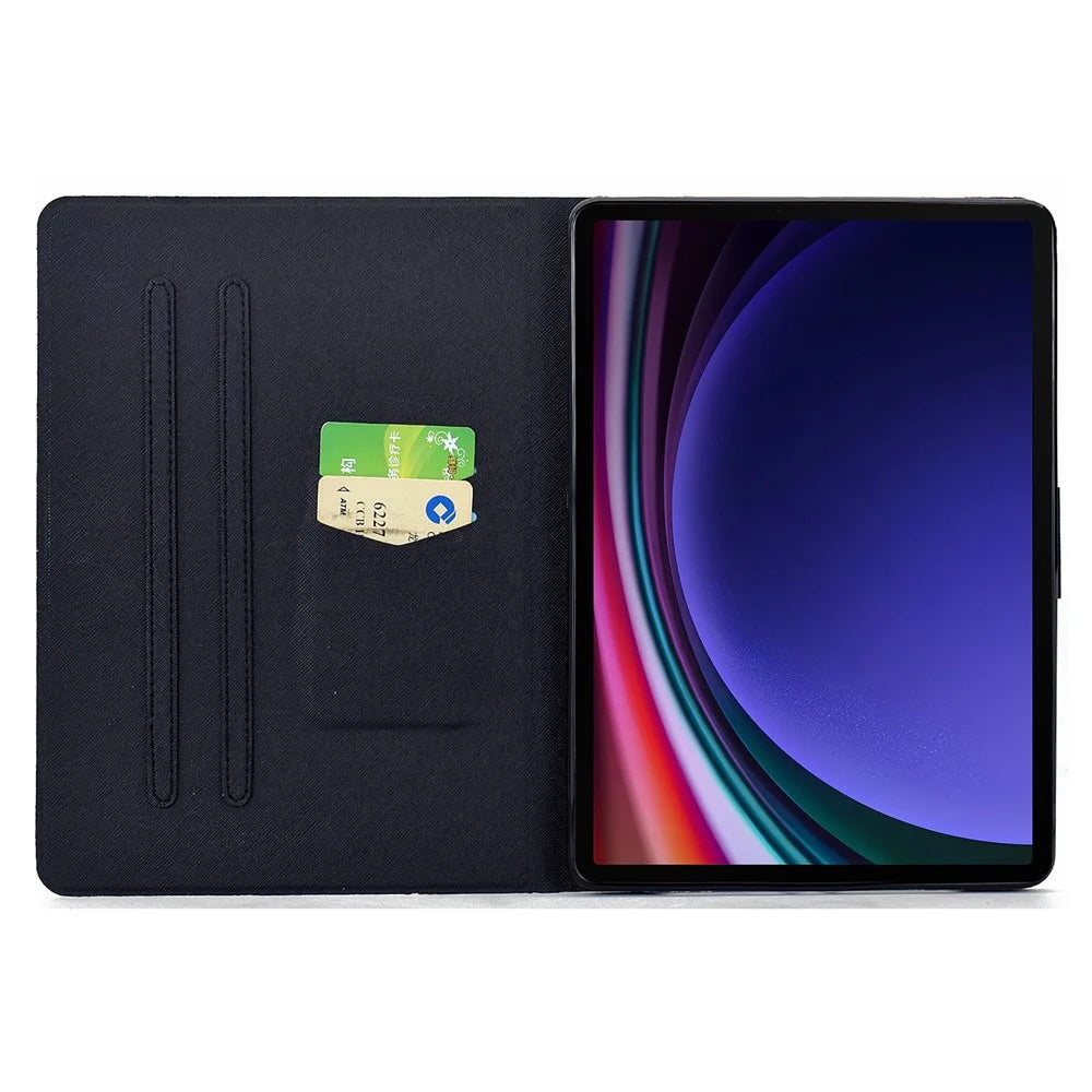 Leather Case for Samsung Galaxy Tab S10 Lite / S10 FE / S9 FE / S9 Pattern Painting Card Slots Stand Tablet Cover with Auto Sleep / Wake - Blossom - 2