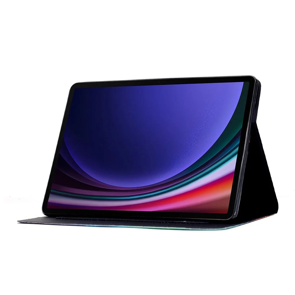 Leather Case for Samsung Galaxy Tab S10 Lite / S10 FE / S9 FE / S9 Pattern Painting Card Slots Stand Tablet Cover with Auto Sleep / Wake - Blossom - 3