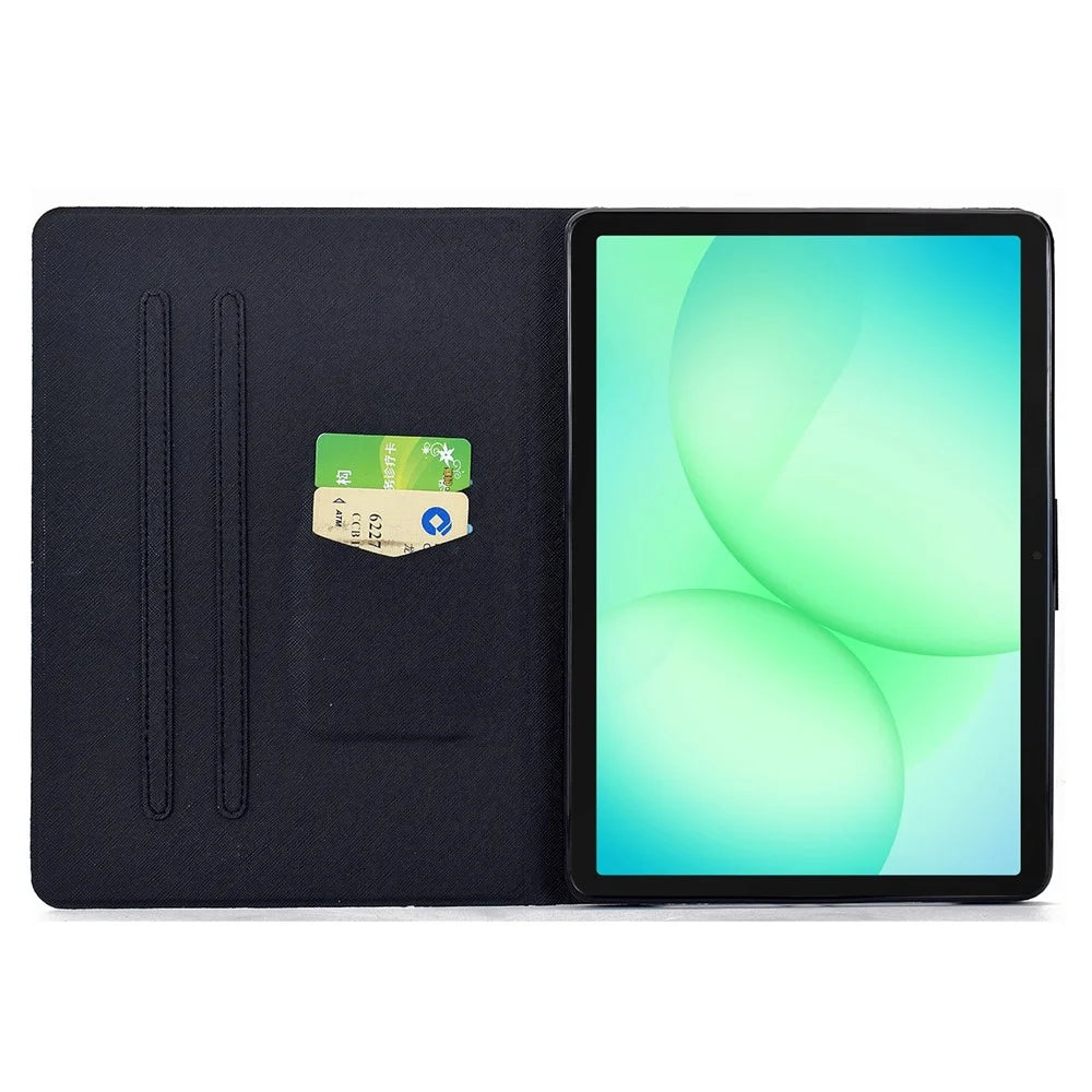 For Samsung Galaxy Tab A11+  /  A9+ Case Colorful Pattern Painting Card Slots Stand Leather Tablet Cover with Auto Sleep  /  Wake - Blossom - 2