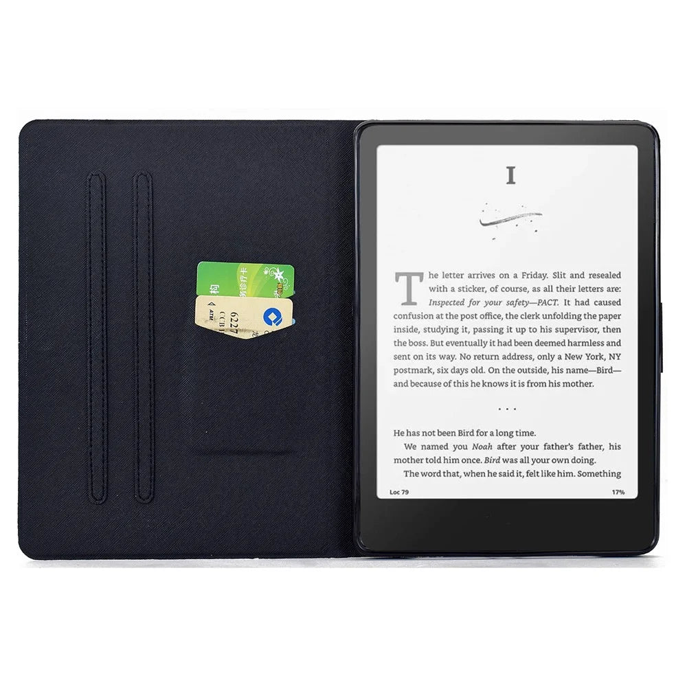 For Amazon Kindle Paperwhite (2024) Case Colorful Pattern Painting Card Slots Stand Leather Tablet Cover with Auto Sleep  /  Wake - Blossom - 2