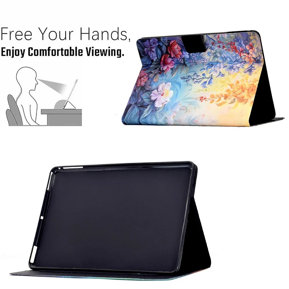 For Amazon Kindle Paperwhite (2024) Case Colorful Pattern Painting Card Slots Stand Leather Tablet Cover with Auto Sleep  /  Wake - Blossom - 7