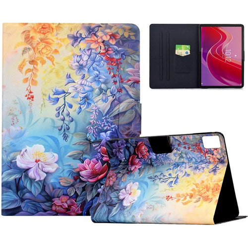 For Lenovo Tab M11  /  Xiaoxin Pad 11 2024 Case Colorful Pattern Painting Card Slots Stand Leather Tablet Cover with Auto Sleep  /  Wake - Blossom - 1