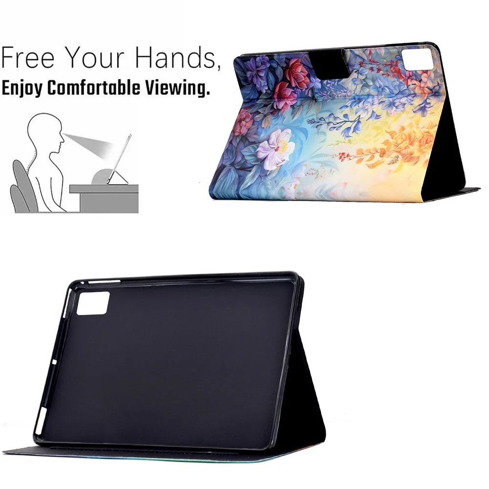 For Lenovo Tab M11  /  Xiaoxin Pad 11 2024 Case Colorful Pattern Painting Card Slots Stand Leather Tablet Cover with Auto Sleep  /  Wake - Blossom - 7