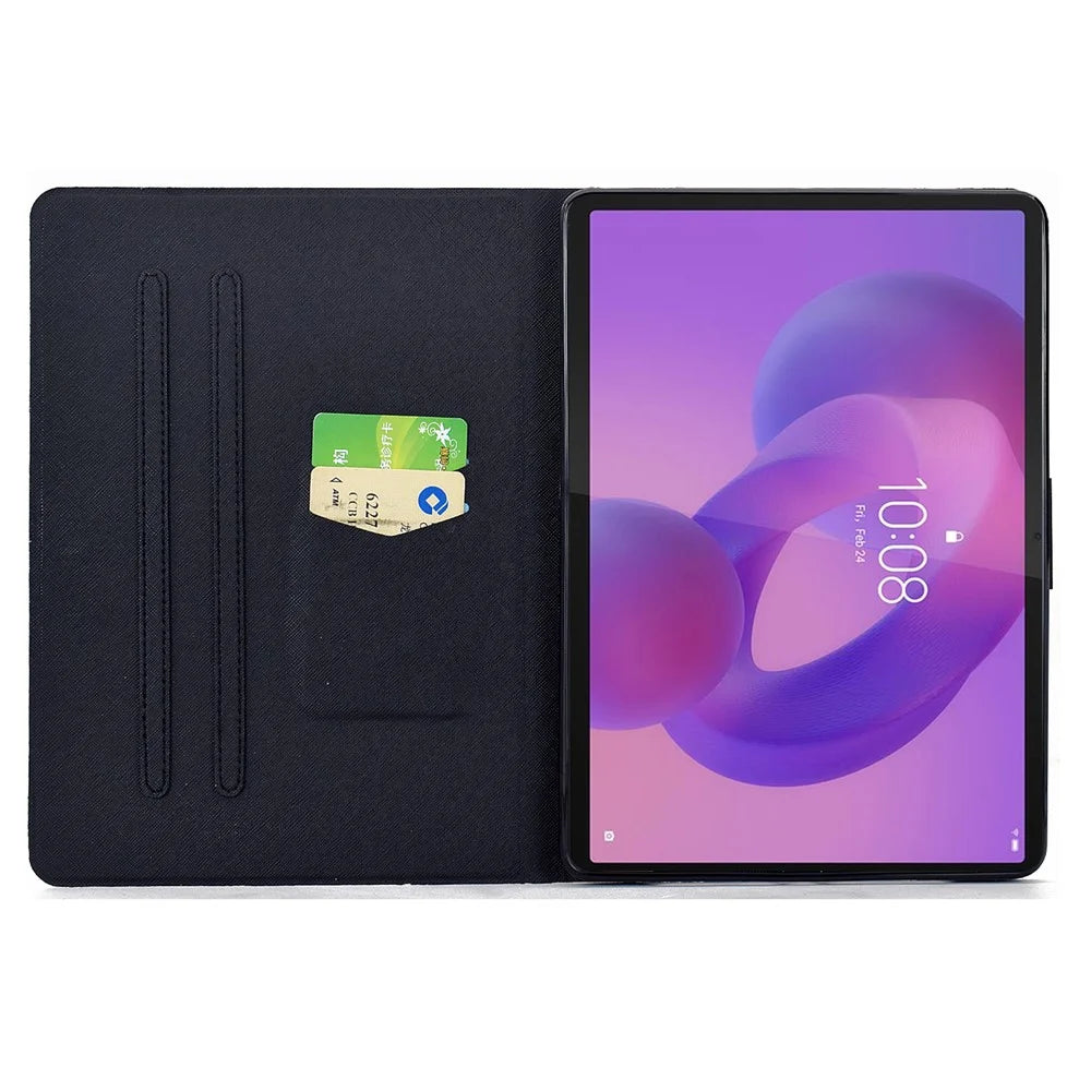For Lenovo Idea Tab Pro / Tab P12 Pro Gen 2 Case Colorful Pattern Painting Card Slots Stand Leather Tablet Cover with Auto Sleep / Wake - Blossom - 2