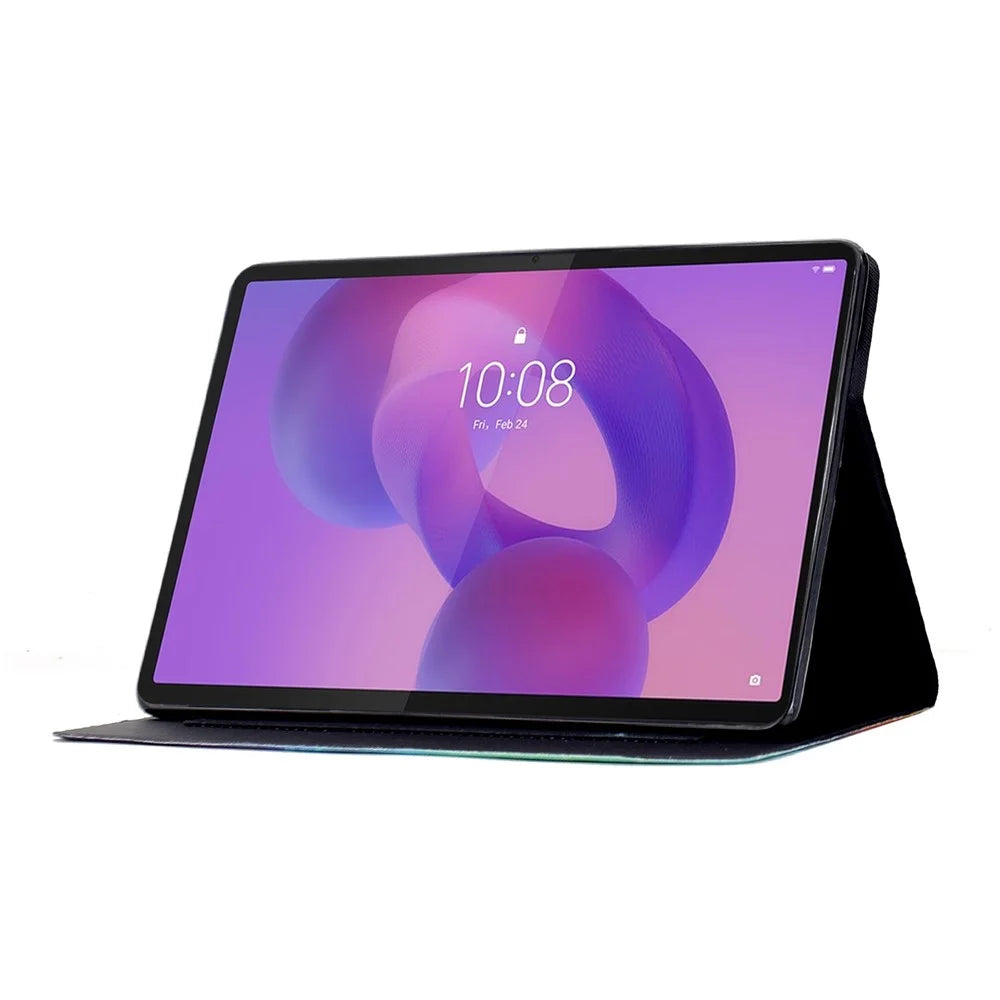 For Lenovo Idea Tab Pro / Tab P12 Pro Gen 2 Case Colorful Pattern Painting Card Slots Stand Leather Tablet Cover with Auto Sleep / Wake - Blossom - 3