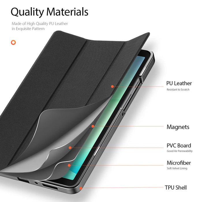 DUX DUCIS For Samsung Galaxy Tab A9 / Galaxy Tab A11 Case  Domo Series Tri-fold Stand PU Leather Tablet Cover - Black - 5