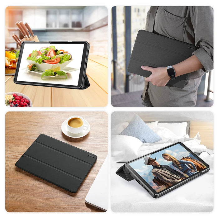 DUX DUCIS For Samsung Galaxy Tab A9 / Galaxy Tab A11 Case  Domo Series Tri-fold Stand PU Leather Tablet Cover - Black - 6