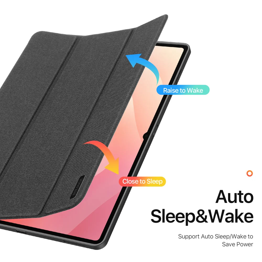 DUX DUCIS For Samsung Galaxy Tab S12 Ultra / S11 Ultra Case  Domo Series Tri-fold Stand PU Leather Tablet Cover - Black - 6