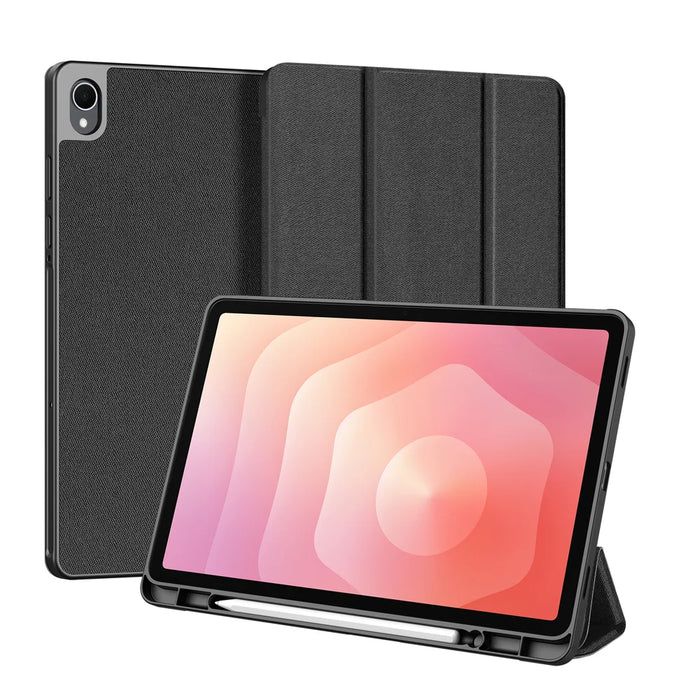 DUX DUCIS For Samsung Galaxy Tab S11 Case  Domo Series Tri-fold Stand PU Leather Tablet Cover - Black - 1