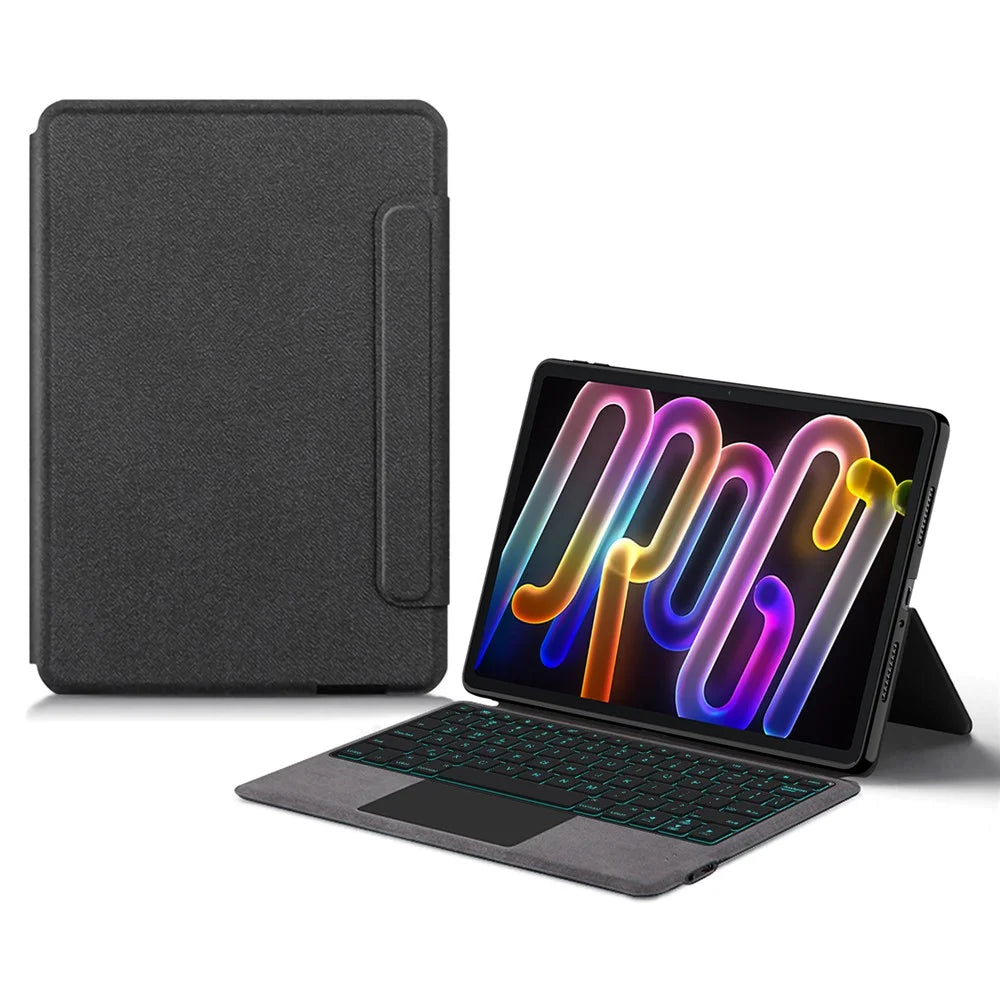 For Lenovo Xiaoxin Pad Pro GT Leather Case + Touchpad Bluetooth-Compatible Keyboard with Backlit - 1
