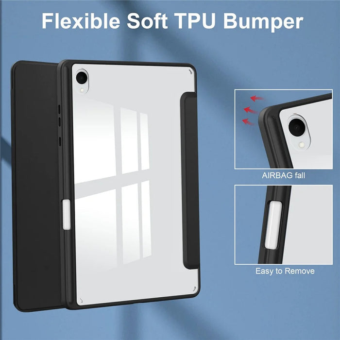 For Samsung Galaxy Tab S11 Case Clear Acrylic Leather Tablet Cover Support Auto Sleep   /   Wake - Black - 4
