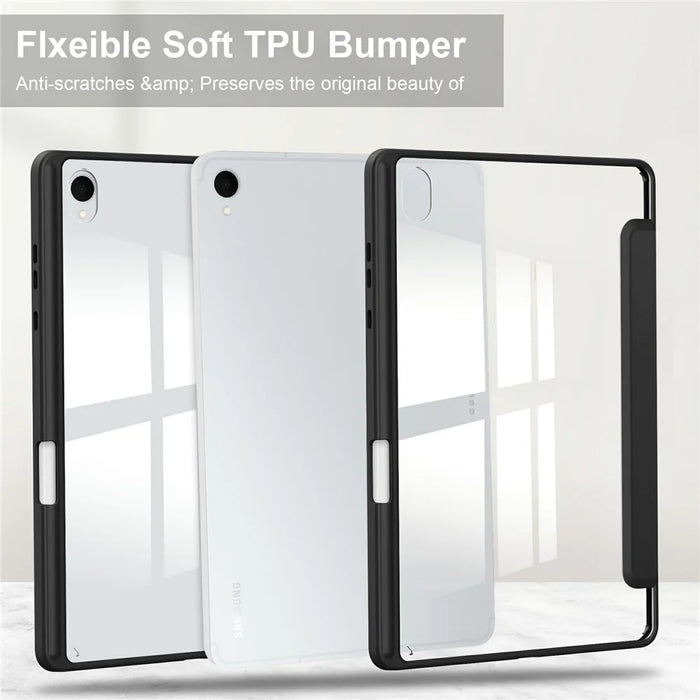 For Samsung Galaxy Tab S11 Case Clear Acrylic Leather Tablet Cover Support Auto Sleep   /   Wake - Black - 6