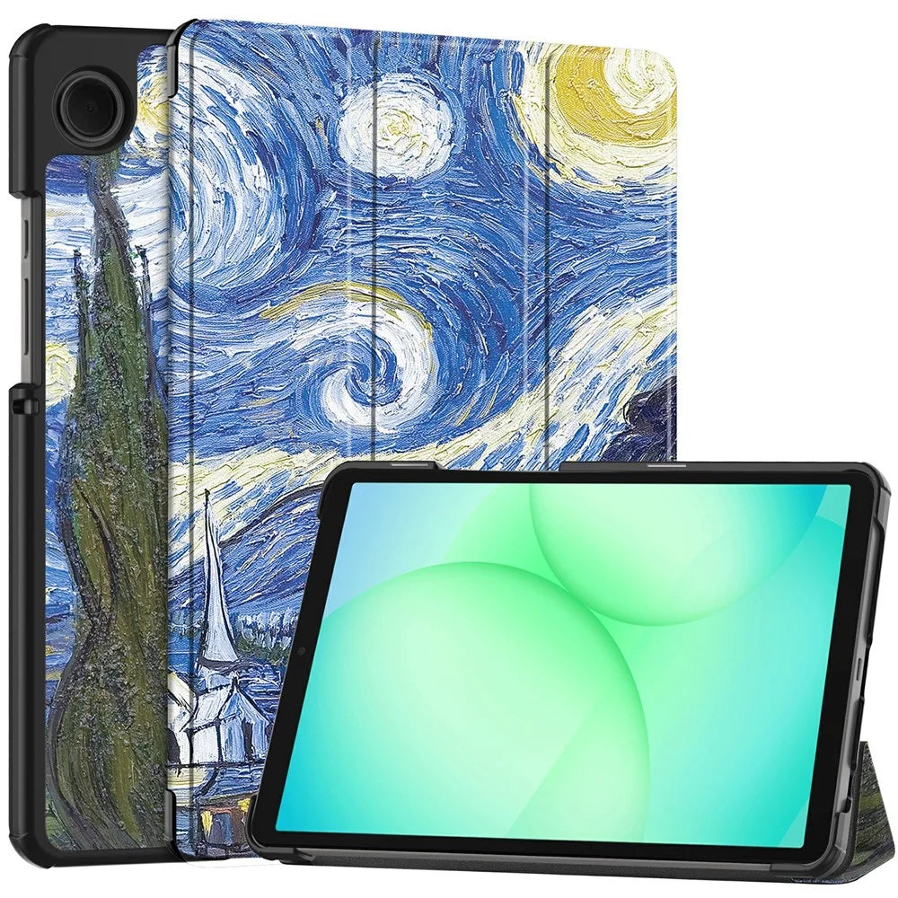 For Samsung Galaxy Tab A11 / A9 Case Pattern Print Leather Stand Tablet Cover - Starry Sky - 1