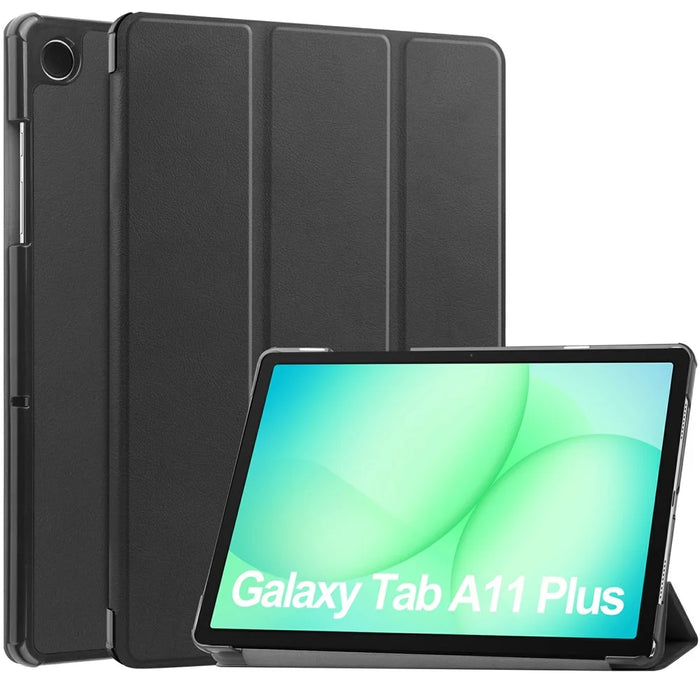 For Samsung Galaxy Tab A11+ / A9+ Case Anti-Drop Leather Stand Tablet Cover - Black - 1