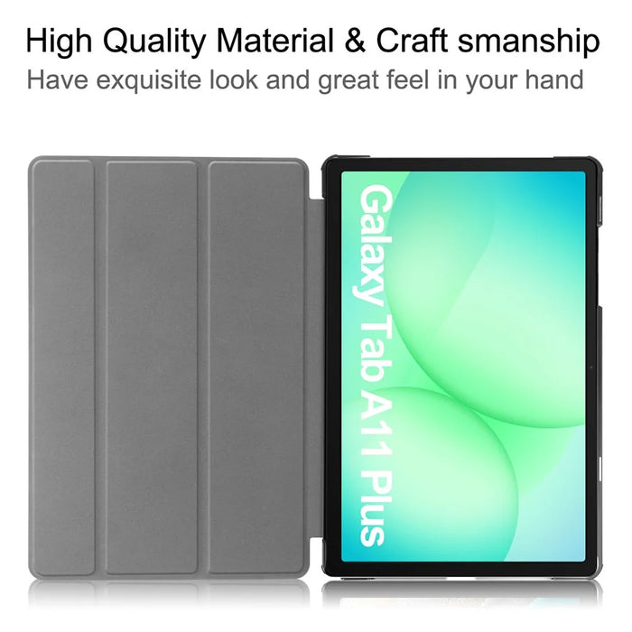 For Samsung Galaxy Tab A11+ / A9+ Case Anti-Drop Leather Stand Tablet Cover - Black - 3