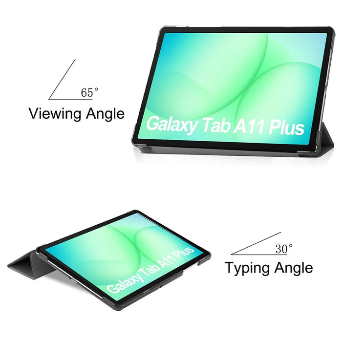 For Samsung Galaxy Tab A11+ / A9+ Case Anti-Drop Leather Stand Tablet Cover - Black - 4