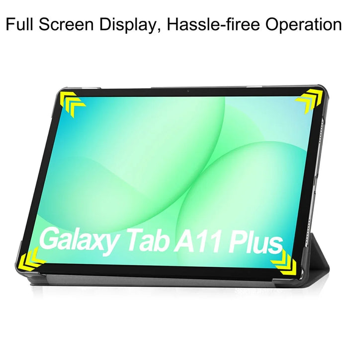 For Samsung Galaxy Tab A11+ / A9+ Case Anti-Drop Leather Stand Tablet Cover - Black - 5