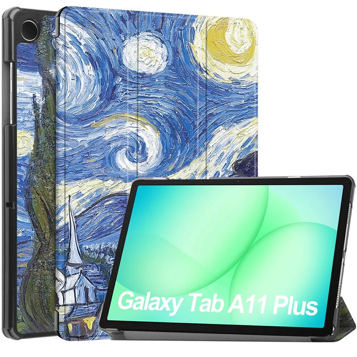 For Samsung Galaxy Tab A11+ / A9+ Case Pattern Print Leather Stand Tablet Cover - Starry Sky - 1