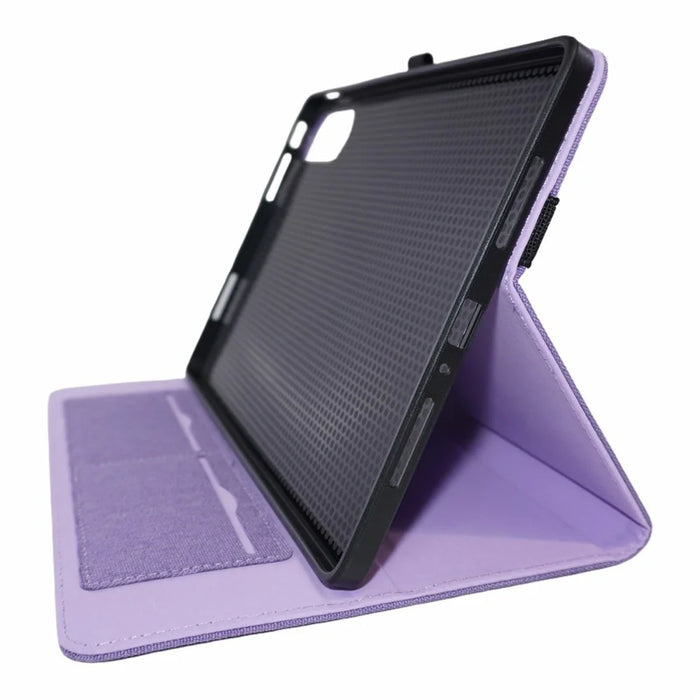For Lenovo Xiaoxin Pad Pro GT Case with Stand Card Holder Cloth Texture Leather Tablet Cover - Purple - 3