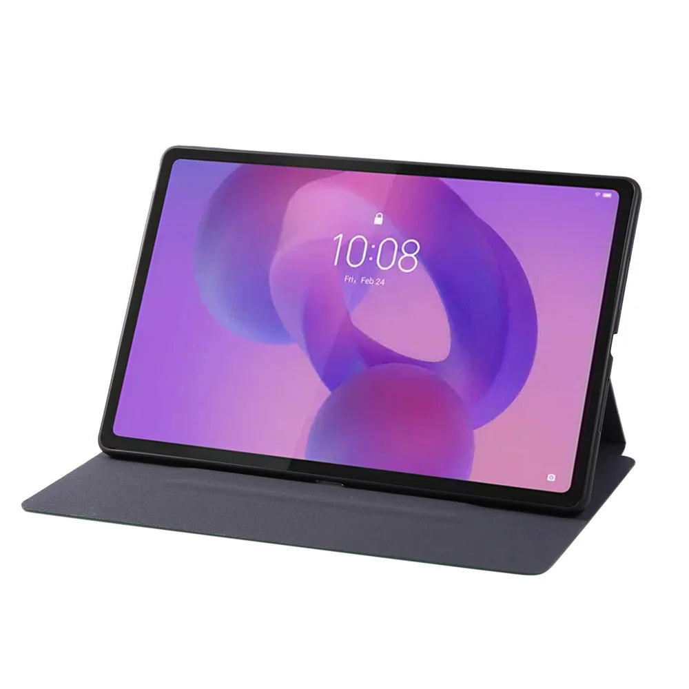 For Lenovo Idea Tab Plus Shockproof Case PU Leather Tablet Cover with Stand - Blue - 3