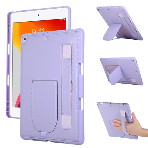 Tablet Case For iPad 10.2 (2021)  /  (2020)  /  (2019)  /  Air 10.5 inch (2019) Kickstand PU + TPU Cover with Wristband  /  Pen Slot - Purple - 1
