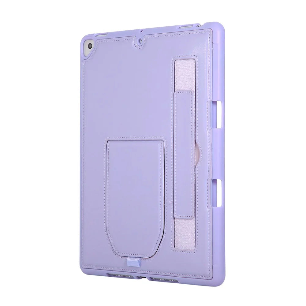 Tablet Case For iPad 10.2 (2021)  /  (2020)  /  (2019)  /  Air 10.5 inch (2019) Kickstand PU + TPU Cover with Wristband  /  Pen Slot - Purple - 6