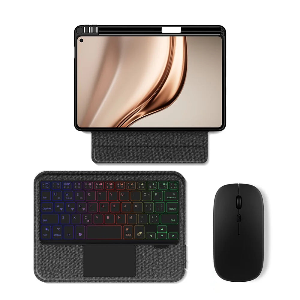 For Huawei MatePad Mini Leather Case + Bluetooth-Compatible Keyboard with Backlight Trackpad - 2