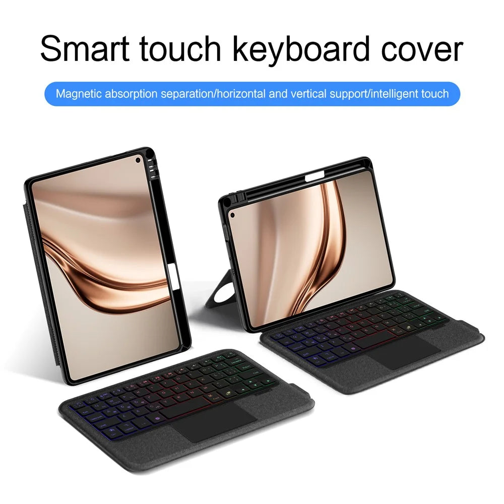 For Huawei MatePad Mini Leather Case + Bluetooth-Compatible Keyboard with Backlight Trackpad - 3