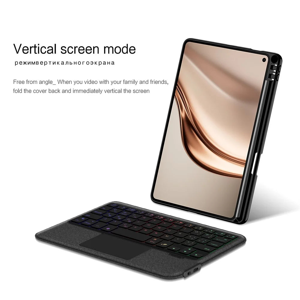 For Huawei MatePad Mini Leather Case + Bluetooth-Compatible Keyboard with Backlight Trackpad - 5