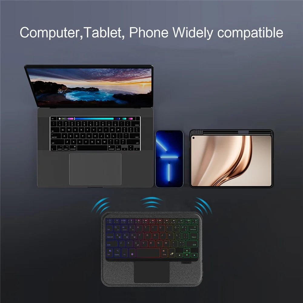 For Huawei MatePad Mini Leather Case + Bluetooth-Compatible Keyboard with Backlight Trackpad - 6