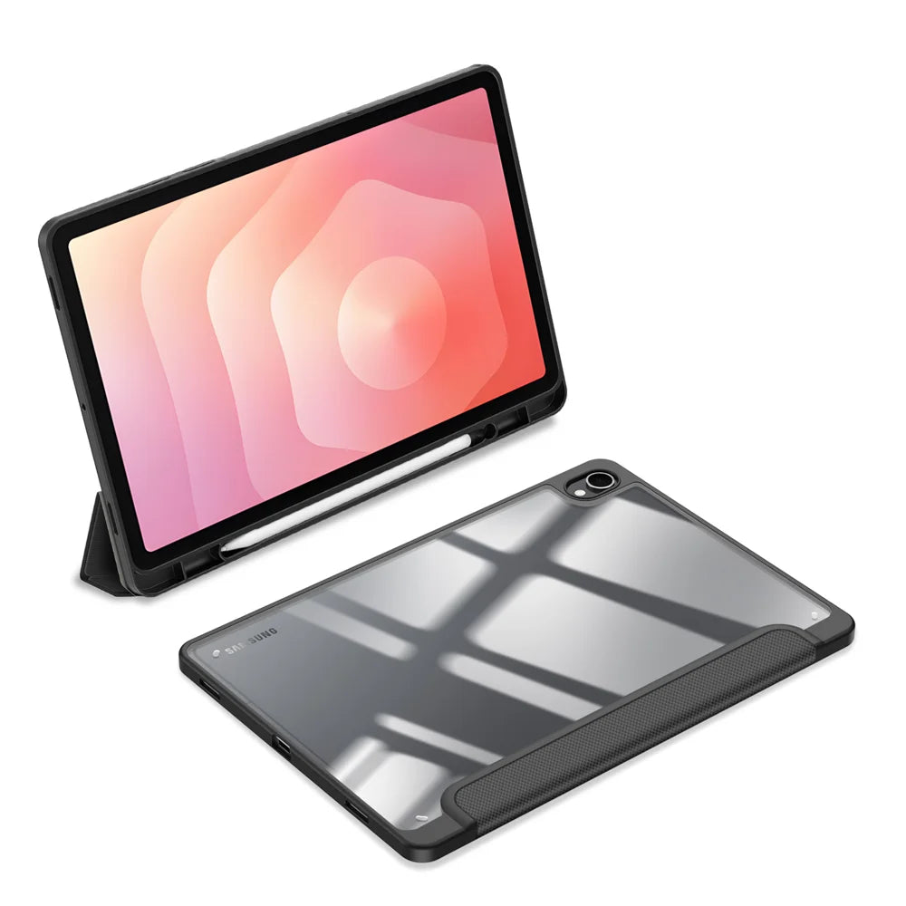 DUX DUCIS For Samsung Galaxy Tab S11 Case  TOBY Series Tri-fold Stand PU Leather Tablet Cover - Black - 3
