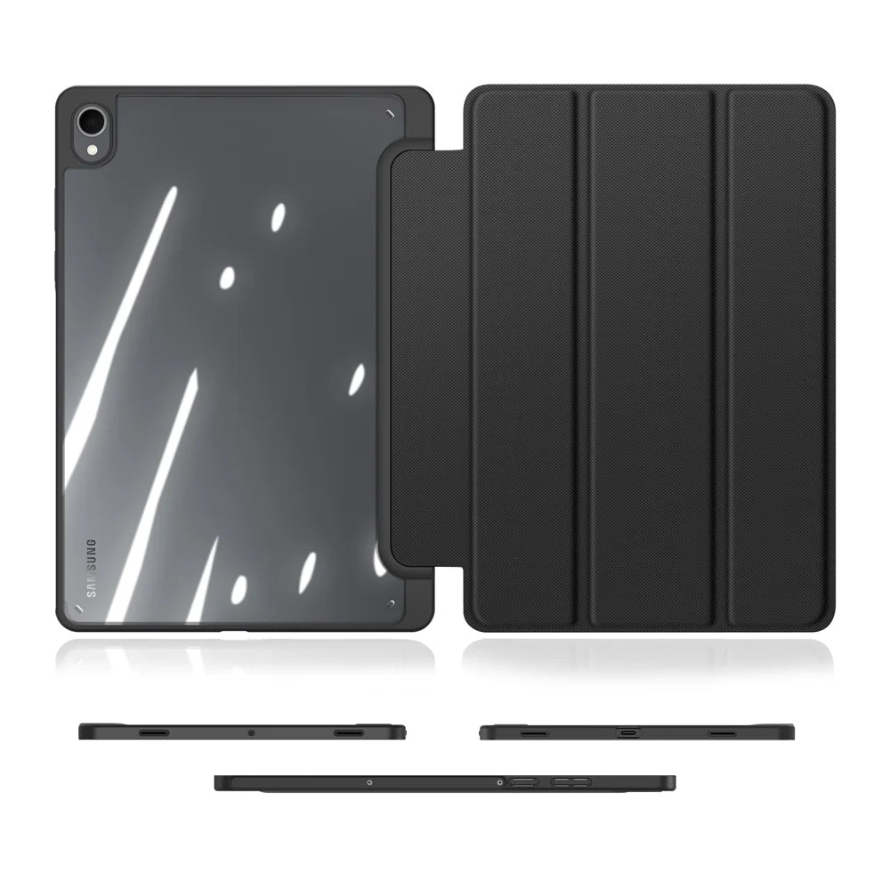 DUX DUCIS For Samsung Galaxy Tab S11 Case  TOBY Series Tri-fold Stand PU Leather Tablet Cover - Black - 6