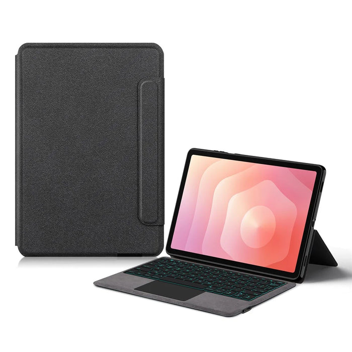 For Samsung Galaxy Tab S11 Leather Case + Touchpad Bluetooth-Compatible Keyboard with Backlit - 1