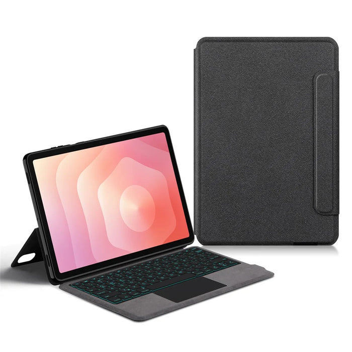 For Samsung Galaxy Tab S11 Leather Case + Touchpad Bluetooth-Compatible Keyboard with Backlit - 2