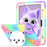 For iPad Air 11 (2026) / (2025) / (2024) Case with Cat Kickstand PC + Silicone Colorful Tablet Cover - Colorful Purple - 1