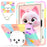 For iPad Air 11 (2026) / (2025) / (2024) Case PC + Silicone Colorful Tablet Cover with Cat Kickstand / Shoulder Strap - Colorful Rose Gold - 1