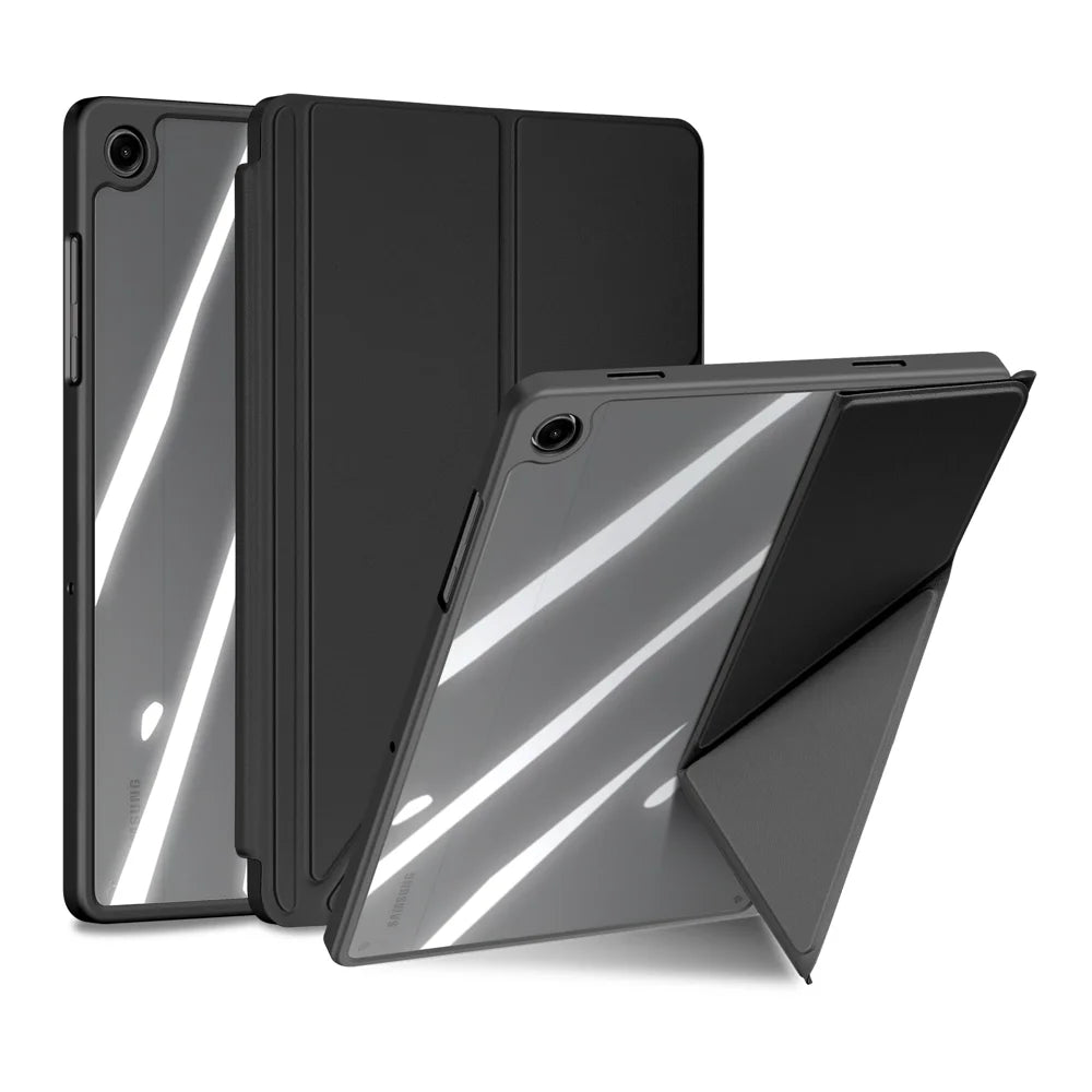 DUX DUCIS For Samsung Galaxy Tab A9+ / Galaxy Tab A11+ Case  Magi Series Detachable Origami Stand Leather+PC+TPU Clear Back Cover - Black - 1