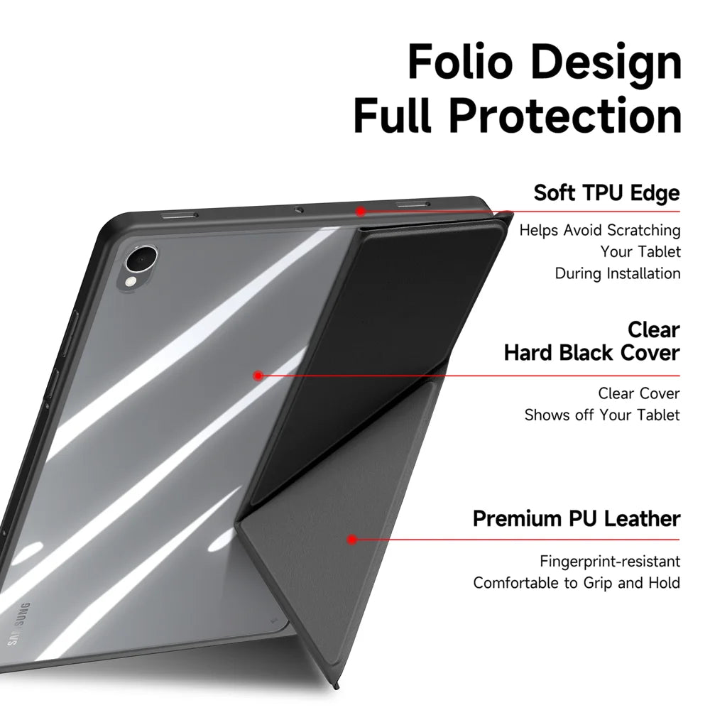 DUX DUCIS For Samsung Galaxy Tab S11 Case  Magi Series Detachable Origami Stand Leather+PC+TPU Clear Back Cover - Black - 6