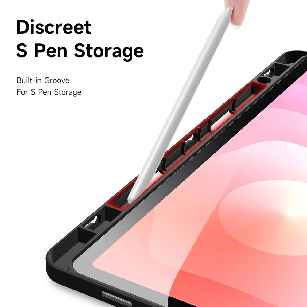 DUX DUCIS For Samsung Galaxy Tab S11 Case  Magi Series Detachable Origami Stand Leather+PC+TPU Clear Back Cover - Black - 7