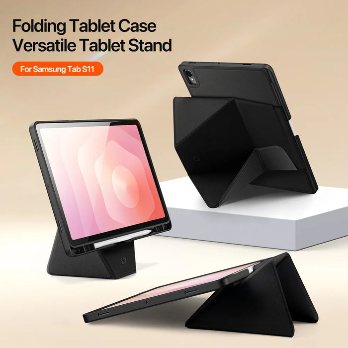 DUX DUCIS For Samsung Galaxy Tab S11 Tablet Case  Vers Series Multi-function Folding Stand Leather Cover - Black - 4