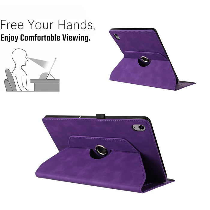 For iPad mini (2024)  /  (2021) Case Rotating Stand Card Holder Smile Imprinted Microfiber Leather Tablet Cover - Purple - 6