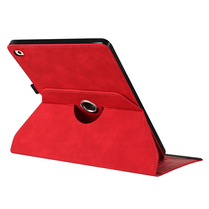 Tablet Case For iPad 9.7-inch (2018)  /  (2017)  /  Air 2  /  Air (2013) Rotating Stand Card Holder Smile Imprinted Microfiber Leather Cover - Red - 3