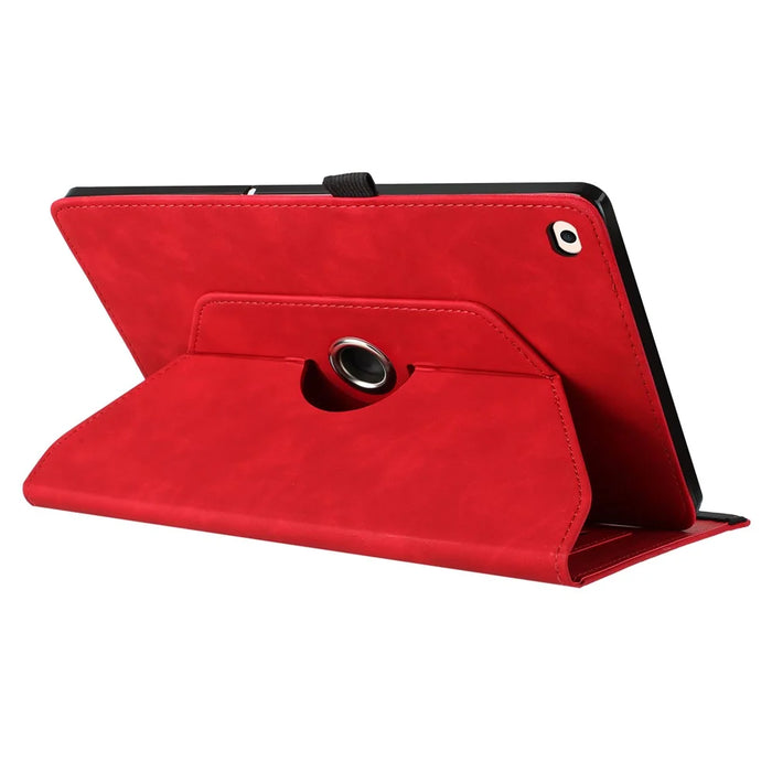 Tablet Case For iPad 9.7-inch (2018)  /  (2017)  /  Air 2  /  Air (2013) Rotating Stand Card Holder Smile Imprinted Microfiber Leather Cover - Red - 4